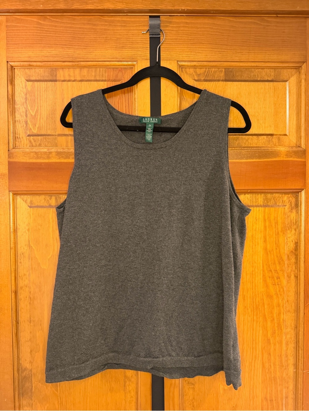 Ralph Lauren Charcoal Crewneck Sleeveless Knit Top